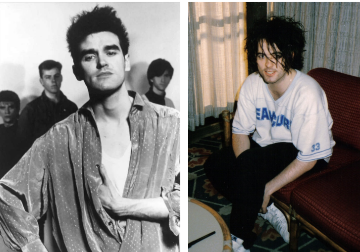 Photos via https://cdn2.picryl.com/photo/2024/05/17/the-smiths-1985-sire-publicity-photo-0877a5-1024.jpg and https://upload.wikimedia.org/wikipedia/commons/7/7e/Robert-smith-cure-miyako-np.jpg under the Creative Commons license.